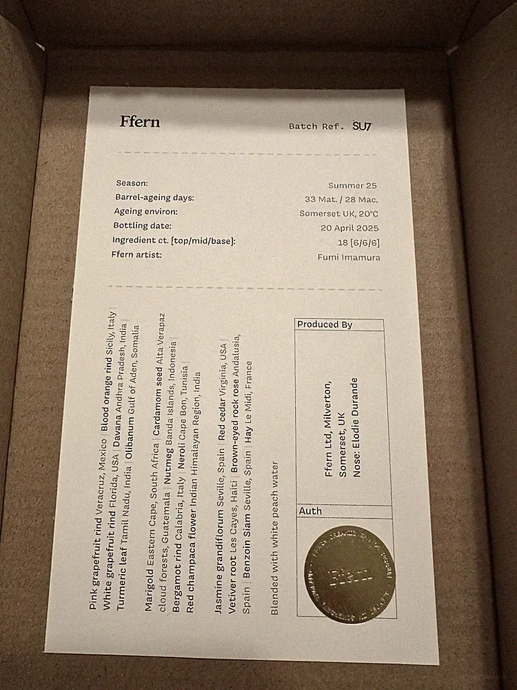 Ffern Organic Eau De Parfum Summer 2025 SU7 1 fl oz New with Box